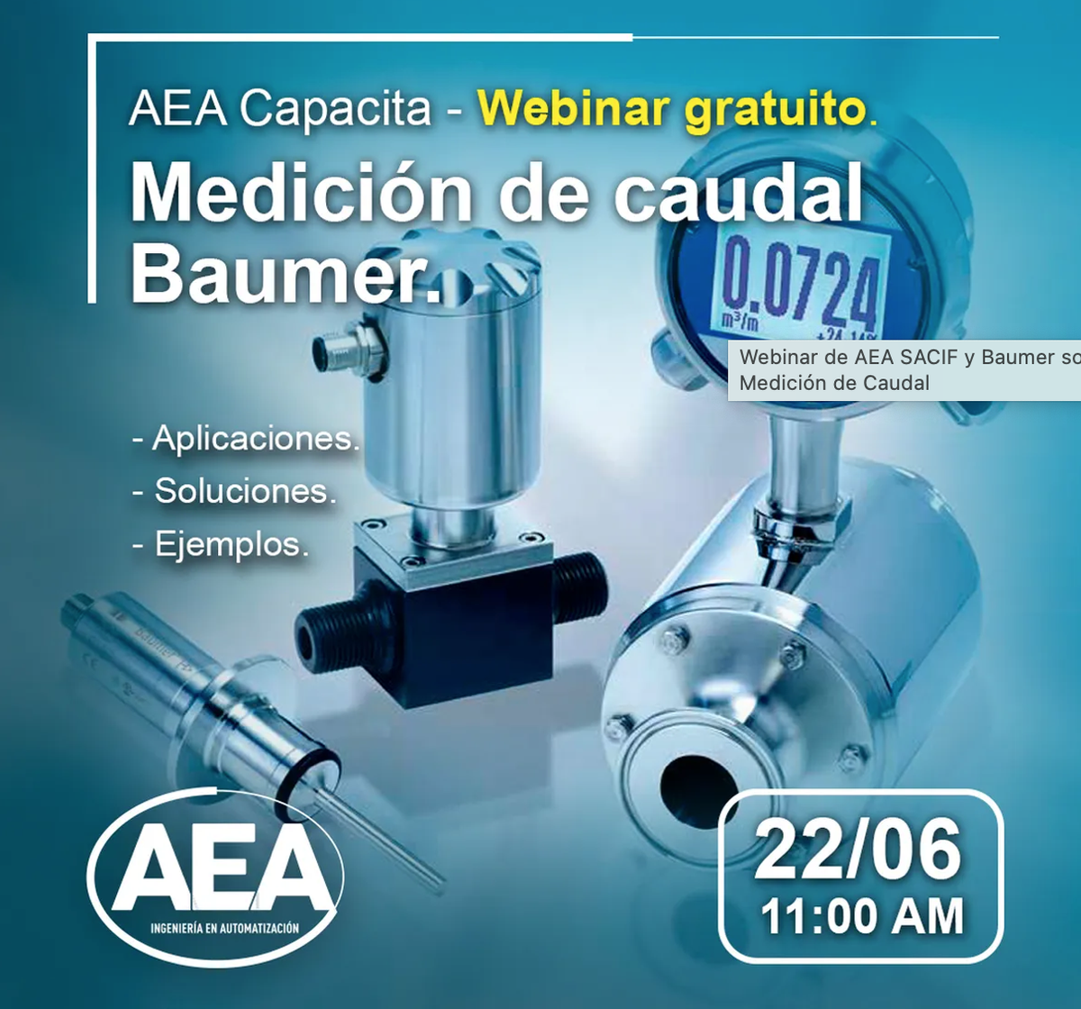 Webinar de AEA SACIF y Baumer sobre Medición de Caudal