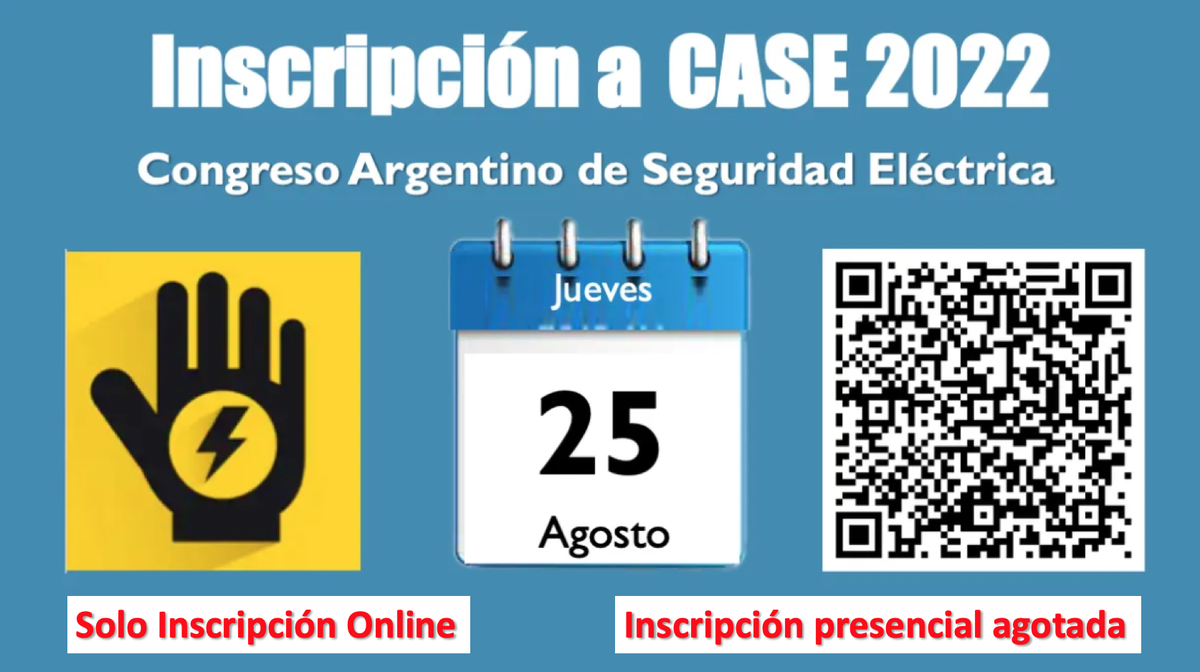 Inscripción ONLINE a CASE 2022: Congreso Argentino de Seguridad Eléctrica